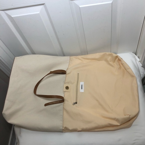 Sonoma Pineapple Natural Canvas Snap Closure Tassel Detail Hard Bottom Tote Bag, - Picture 11 of 16